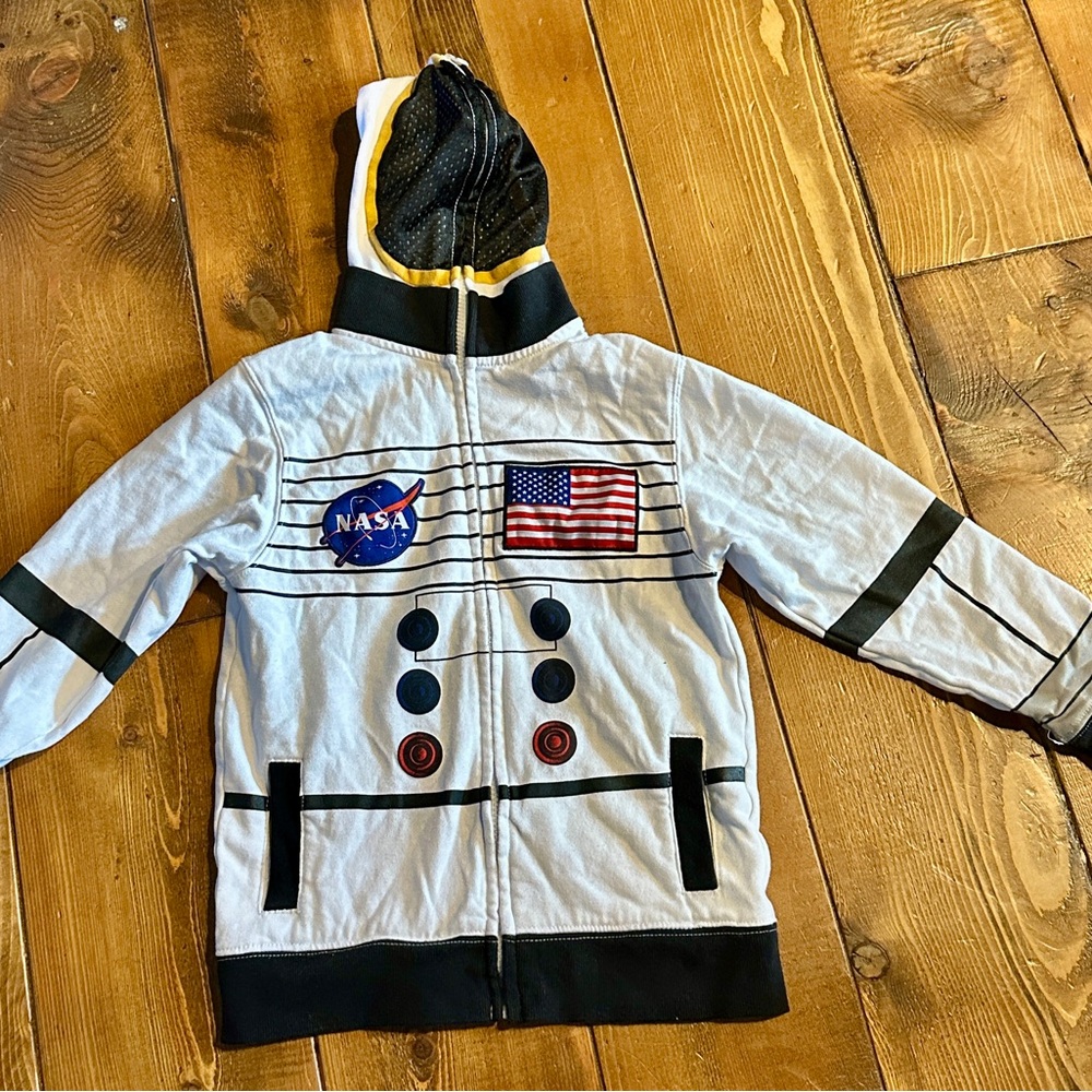 NASA Kids' Astronaut Costume Zipper Hoodie  - White with Black Accents